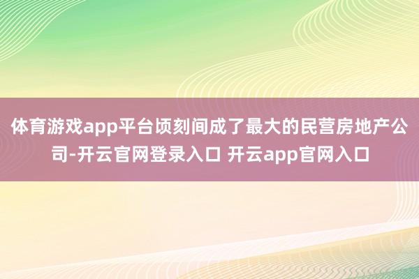 体育游戏app平台顷刻间成了最大的民营房地产公司-开云官网登录入口 开云app官网入口