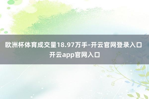 欧洲杯体育成交量18.97万手-开云官网登录入口 开云app官网入口