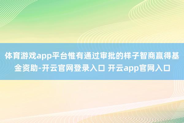 体育游戏app平台惟有通过审批的样子智商赢得基金资助-开云官网登录入口 开云app官网入口