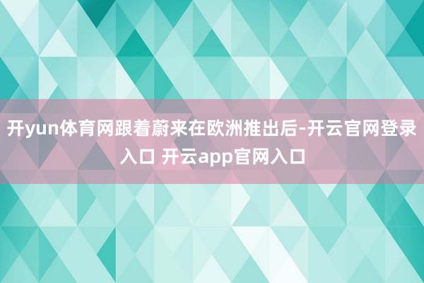开yun体育网跟着蔚来在欧洲推出后-开云官网登录入口 开云app官网入口