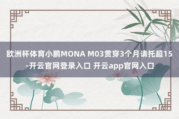 欧洲杯体育小鹏MONA M03贯穿3个月请托超15-开云官网登录入口 开云app官网入口