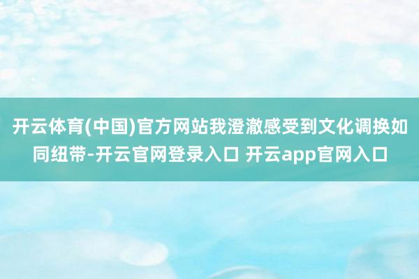 开云体育(中国)官方网站我澄澈感受到文化调换如同纽带-开云官网登录入口 开云app官网入口