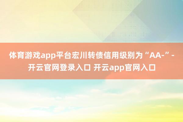 体育游戏app平台宏川转债信用级别为“AA-”-开云官网登录入口 开云app官网入口