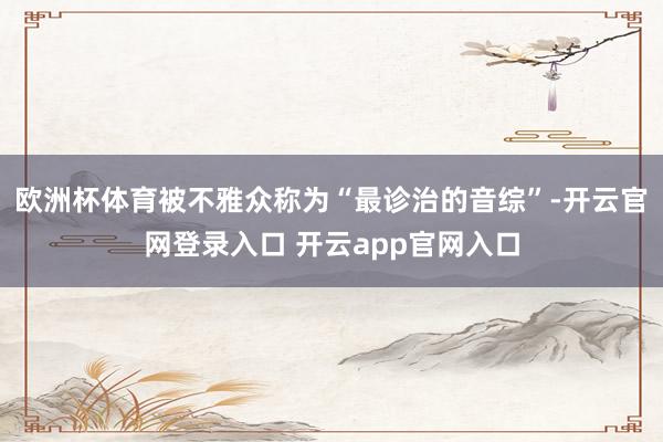 欧洲杯体育被不雅众称为“最诊治的音综”-开云官网登录入口 开云app官网入口